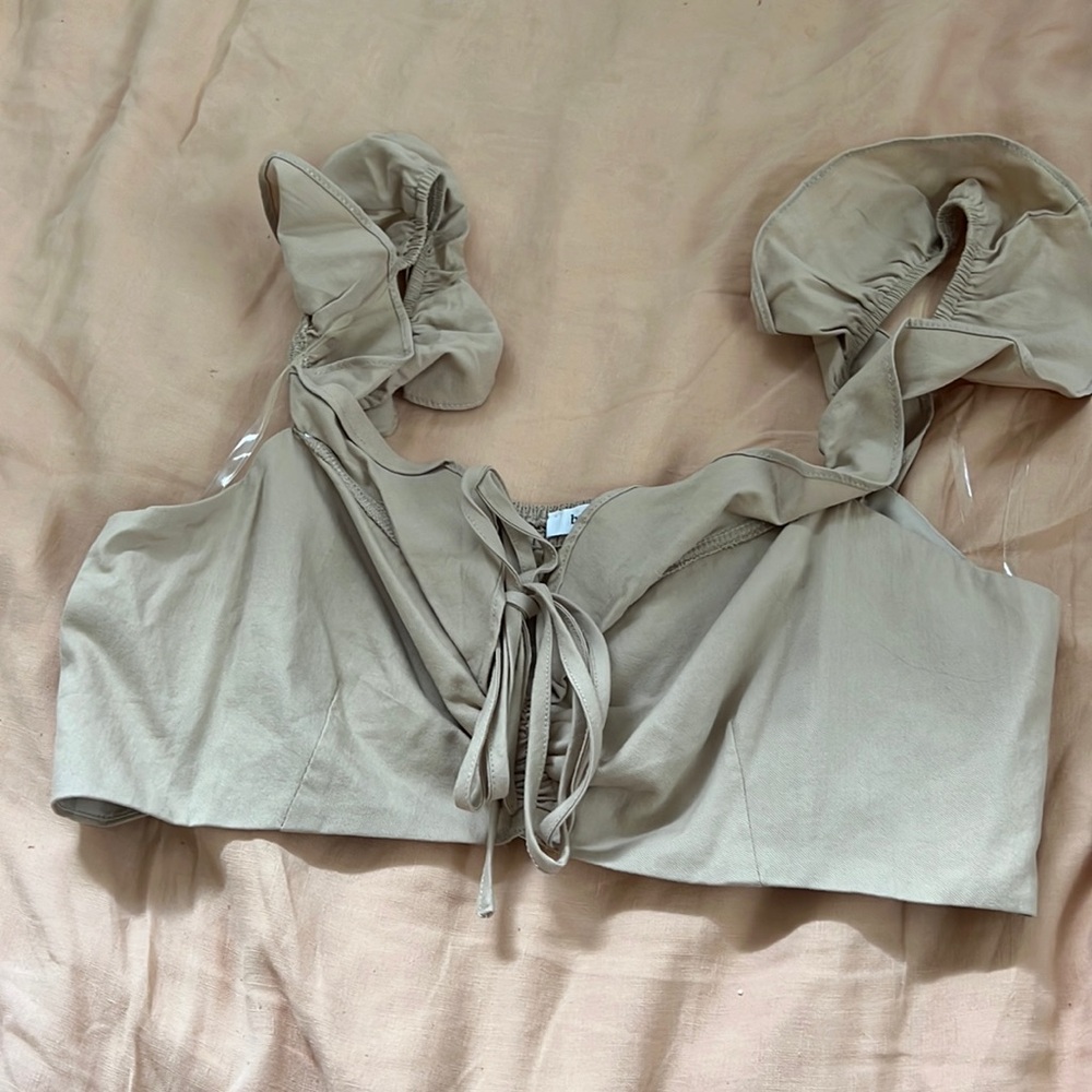 Khaki colored crop top